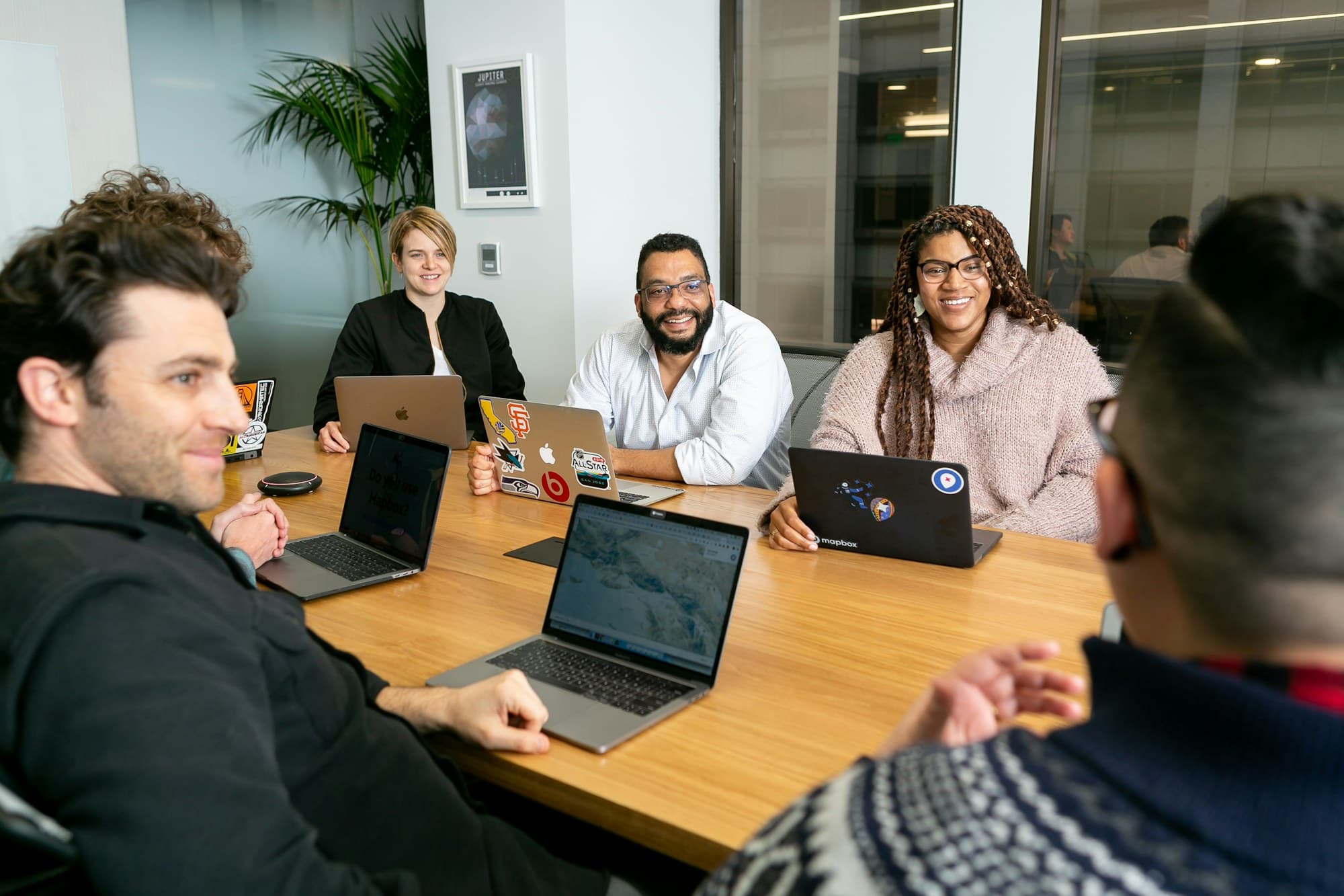 A product team working together around a table