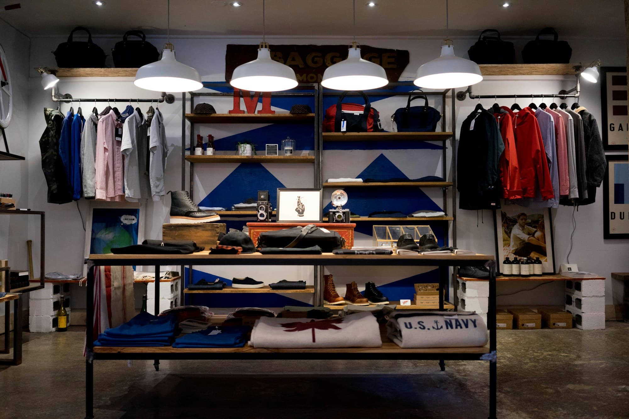 A retail shop interior with products on display